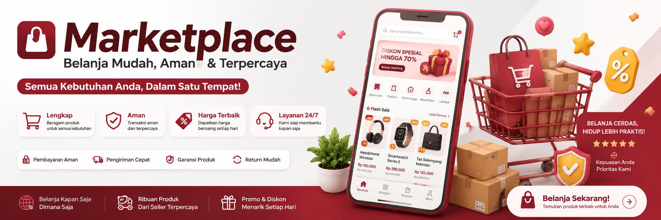 Belanja Lebih Hemat - Diskon hingga 50% untuk semua kategori